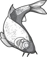 en marin endangered fisk. teckning tillverkad förbi hand i nyanser av grå. för färg böcker och din böcker. vektor