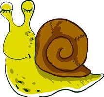 schlafende Schnecke, Illustration, Vektor auf weißem Hintergrund.