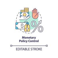 Symbol für das Kontrollkonzept der Geldpolitik. Regulierungsmaßnahme. Kontrolle der Inflation abstrakte Idee dünne Linie Illustration. isolierte Umrisszeichnung. editierbarer Strich. vektor