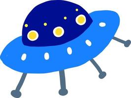 blaues ufo, illustration, vektor auf weißem hintergrund