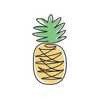 ananas frukt linje teckning vektor