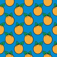 färsk aprikos, sömlös mönster på blå bakgrund. vektor