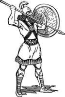 assyrische spearman vintage illustration. vektor