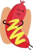 schlafender Hot Dog, Illustration, Vektor auf weißem Hintergrund.