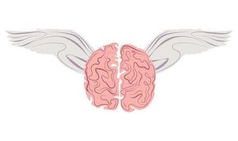 fliegendes Gehirn mit Flügeln Vektor-Logo-Design-Vorlage Vektor-Illustration. Abstraktes Kunstgehirn mit Flügeln isoliert auf weißem Hintergrund vektor