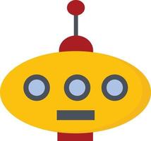 Gelber Roboter mit roter Antenne, Illustration, Vektor auf weißem Hintergrund.