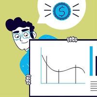 Geschäftsmann und Diagrammbericht vektor