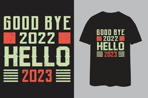 adjö 2022 Hej 2023 ny år t-shirt design vektor