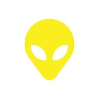 eps10 gelber Vektor außerirdisches außerirdisches Gesicht oder solide Kunstikone des Kopfes lokalisiert auf weißem Hintergrund. Alien-Symbol in einem einfachen, flachen, trendigen, modernen Stil für Ihr Website-Design, Logo und mobile Anwendung