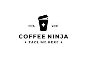 svart kaffe kopp ninja logotyp vektor