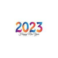 Lycklig ny år 2023 färgrik siffra logotyp broschyr design mall kort baner isolerat på vit bakgrund vektor illustration
