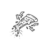 Elektrisches Stück Pizza Handzeichnung Illustration Doodle vektor