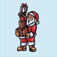 Der Weihnachtsmann bringt viele Geschenke vektor