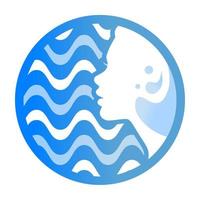 Wasser-Logo. Wasser Frau. rundes logo für wasserunternehmensvektorillustration. Design-Vorlagenelement für das Schönheitswasser-Logo. weibliche Silhouette. vektor