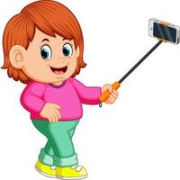 junge Frau mit Selfie-Stick vektor