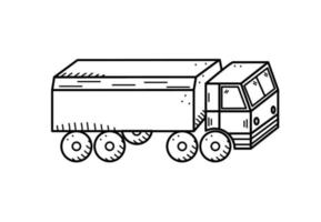 LKW oder Militärfahrzeug, Vektor-Doodle-Symbol. Kriegstransport. isolieren auf weiß. vektor