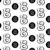 Bitcoin-Muster mit schwarzen Münzen isoliert auf weißem Hintergrund vektor