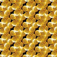einfaches Muster, goldene Symbole von Bitcoin auf schwarzem Hintergrund, Vektorillustration vektor