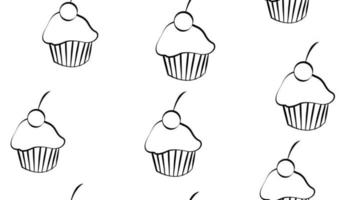 muffin vektor mönster med konfetti strössel. hand dragen söt muffins sömlös bakgrund för fest, födelsedag, hälsning kort, gåva slå in