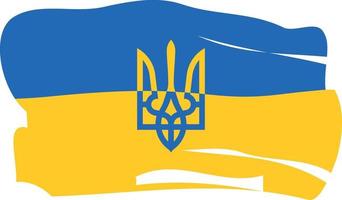 flagga av ukraina med täcka av vapen, gulblå flagga med ojämn konturer, hand dragen vektor