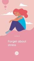 Vergessen Sie das Stress-App-Banner. illustration für mobile anwendungspsychologie und hilfe bei stress vektor