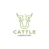 huvud ko med laboratorium logotyp design vektor