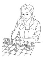 schack spel isolerat färg sida för barn vektor