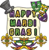 Lycklig mardi gras tecknad serie färgad ClipArt vektor