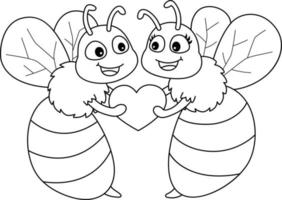 Biene mein Valentinstag isoliert Malvorlagen für Kinder vektor