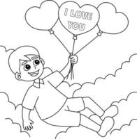 valentines dag pojke innehav ballonger färg vektor