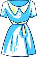 blaues kurzes Kleid, Illustration, Vektor auf weißem Hintergrund