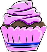 rosa cupcake, illustration, vektor på vit bakgrund.