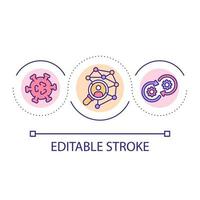 spårning kontakter av smittad människor slinga begrepp ikon. spridning förebyggande. sjukvård och medicin abstrakt aning tunn linje illustration. isolerat översikt teckning. redigerbar stroke. vektor