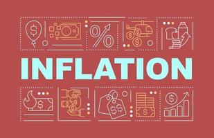 inflation ord begrepp röd baner. stigande priser på varor. infographics med redigerbar ikoner på Färg bakgrund. isolerat typografi. vektor illustration med text.