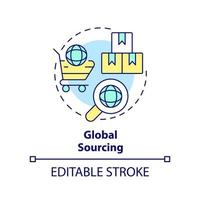 Symbol für das globale Beschaffungskonzept. effektive beschaffungsstrategie abstrakte idee dünne linie illustration. ausländischer Hersteller. isolierte Umrisszeichnung. editierbarer Strich. vektor