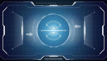 vr hud digital trogen gränssnitt cyberpunk skärm. sci-fi virtuell verklighet teknologi se huvud upp visa. gui ui rymdskepp instrumentbräda panel. fui binokulär sökare visir. vektor eps illustration