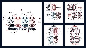 2023 neujahr quadratisches plakatset mit kreativem linienkonzept vektor