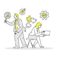 Unternehmer arbeiten zusammen, um Probleme in ihrem Unternehmen zu lösen. Business-Vektor-Illustration im weißen Hintergrund vektor