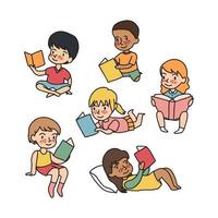 uppsättning av barn läsning vektor