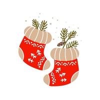 röd jul känga, vinter- säsong och dekoration vektor ritad för hand illustration