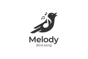 Singvogel-Silhouette-Logo-Design mit Kanarienvogel. musiknoten für liedvokalsymbol oder naturvogelstimme logo design illustration vektor