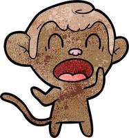 Retro-Grunge-Textur Cartoon gähnender Affe vektor
