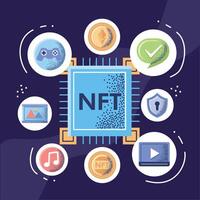 NFT-Prozessor mit Symbolen vektor