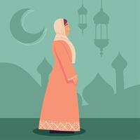 kvinna med hijab muslim kultur vektor