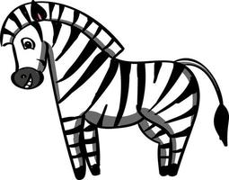 Lycklig zebra, illustration, vektor på vit bakgrund.