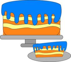 leckerer blauer Kuchen, Illustration, Vektor auf weißem Hintergrund.