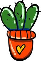 grüner Kaktus in einem roten Topf, Illustration, Vektor auf weißem Hintergrund