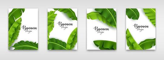 banan löv inbjudan, grön tropisk blad mall, bröllop inbjudan, grafisk broschyr. vektor illustration