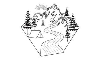 Camping Vektor- und Illustrationslinie Kunstdesign. vektor