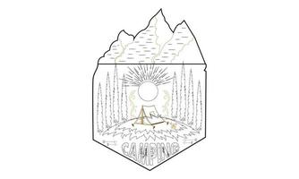 Camping Vektor- und Illustrationslinie Kunstdesign. vektor